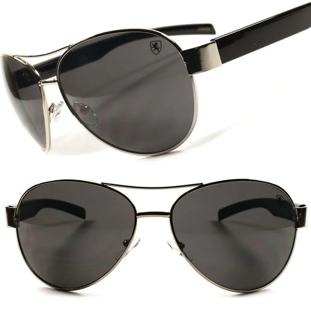Classic Air Force Military Style Vintage Retro Mens Womens Silver Sunglasses